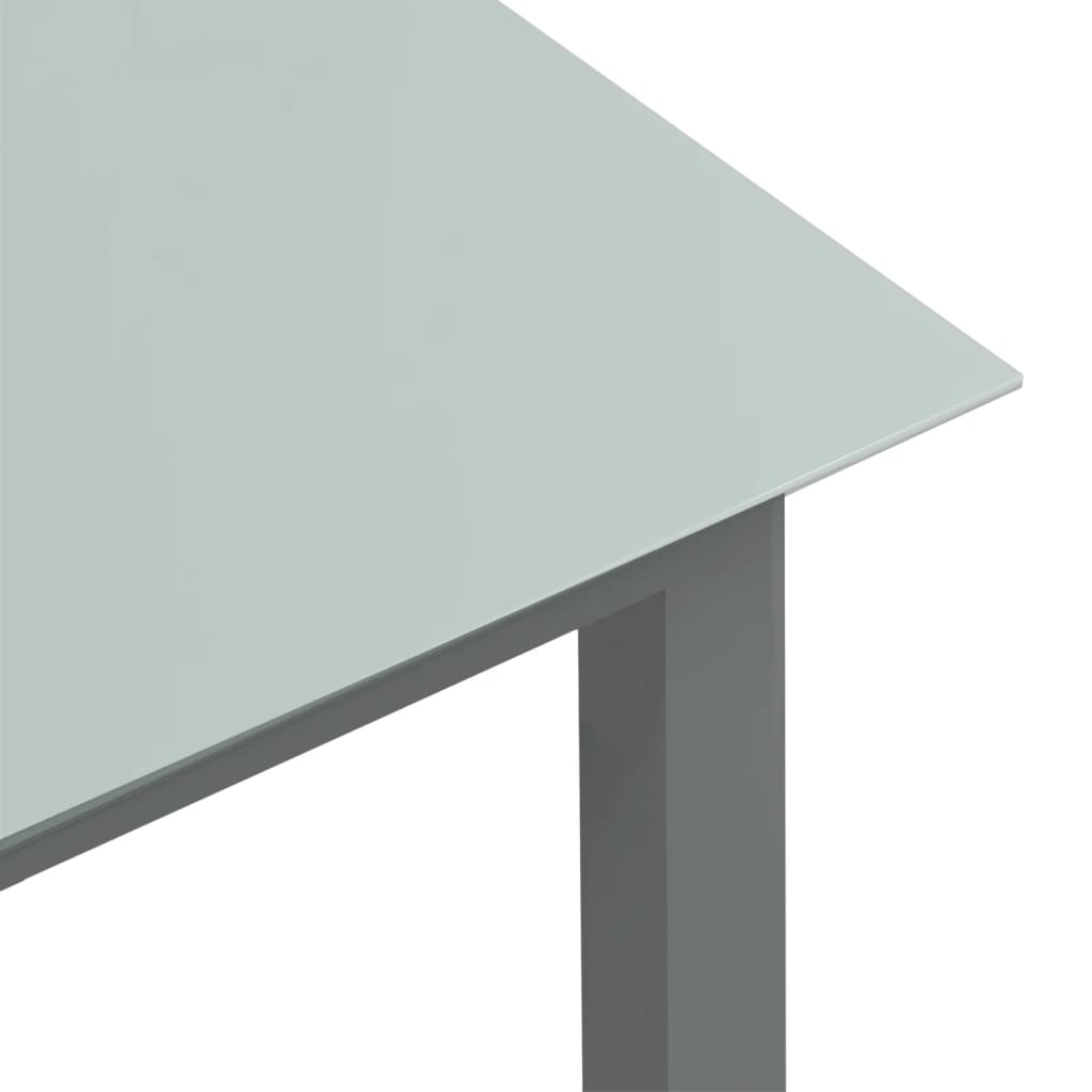 vidaXL Sodo stalas, šviesiai pilkas, 150x90x74cm, aliuminis, stiklas