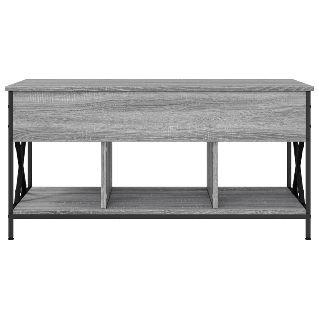 vidaXL Kavos staliukas, pilkas ąžuolo, 100x55x50cm, mediena ir metalas