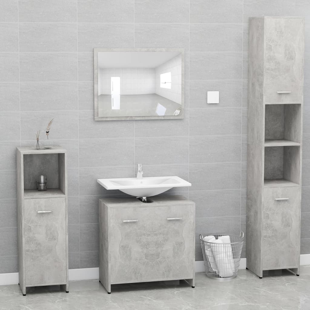 vidaXL Vonios baldų komplektas, betono pilkas, apdirbta mediena
