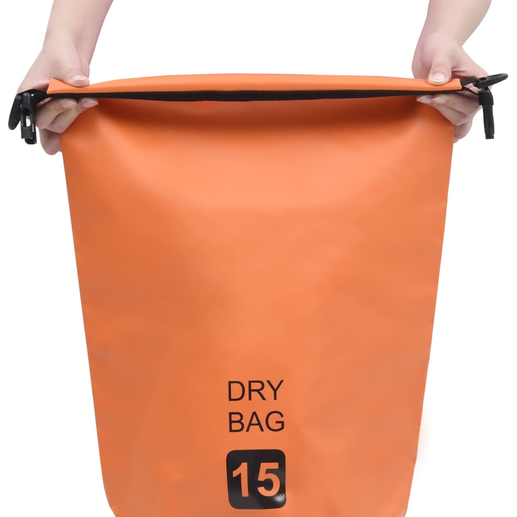 vidaXL Vandeniui atsparus krepšys, oranžinės spalvos, PVC, 15l