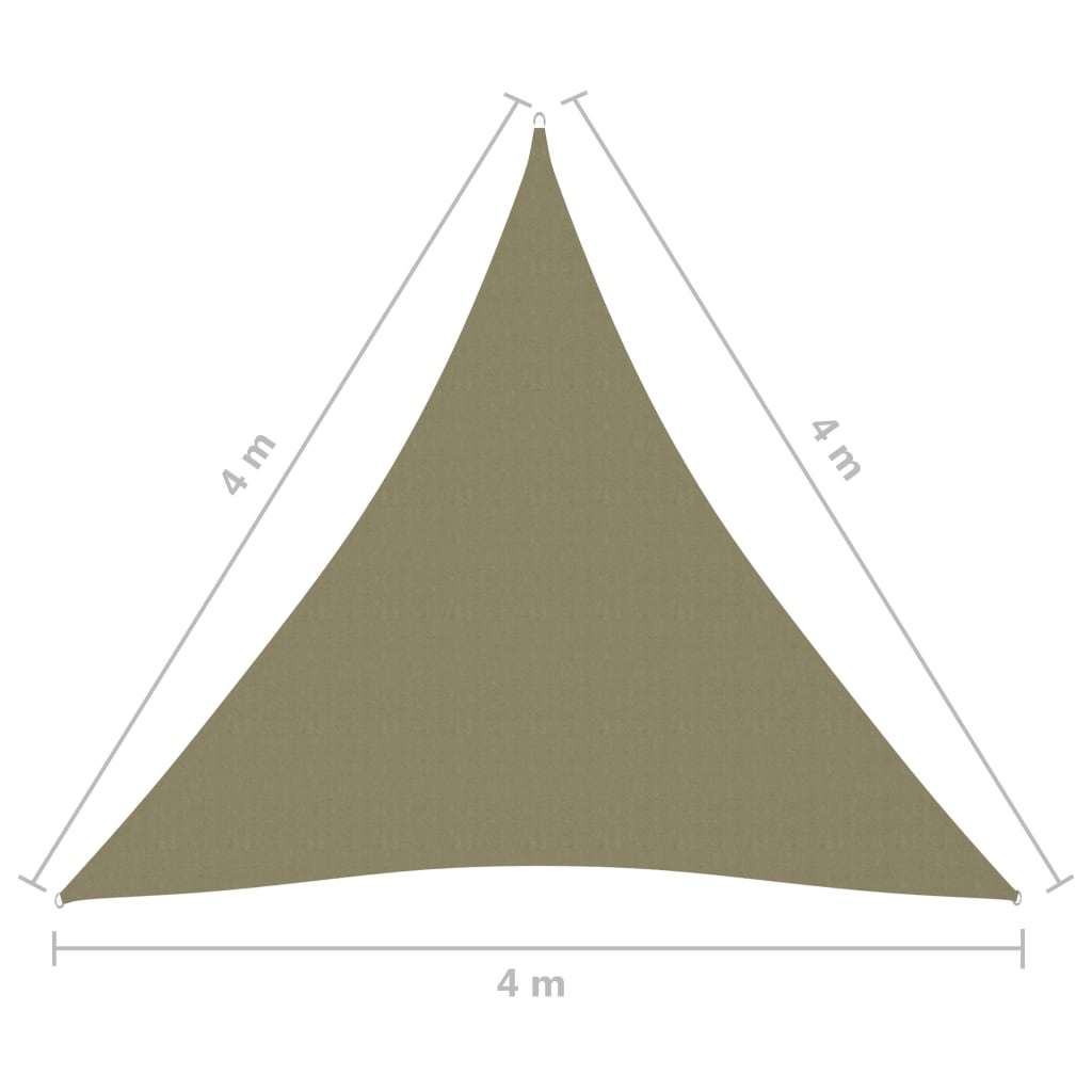 vidaXL Uždanga nuo saulės, kreminė, 4x4x4m, oksfordo audinys, trikampė