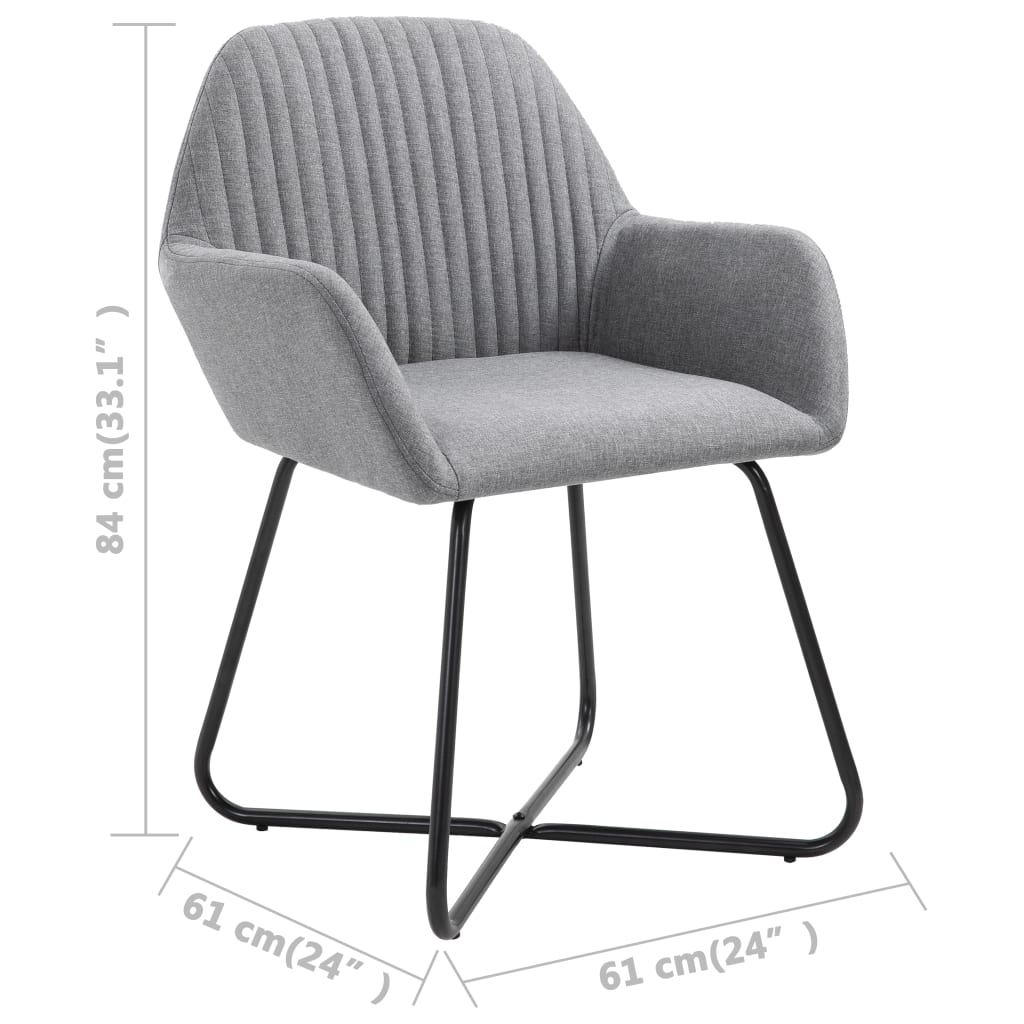 vidaXL Valgomojo kėdės, 6 vnt., švies. pilkos sp., audinys (3x249807)