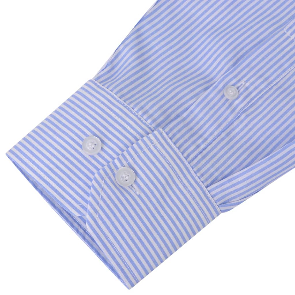 vidaXL Vyriški kostiumo marškiniai, dydis S, baltos/žydros juostelės