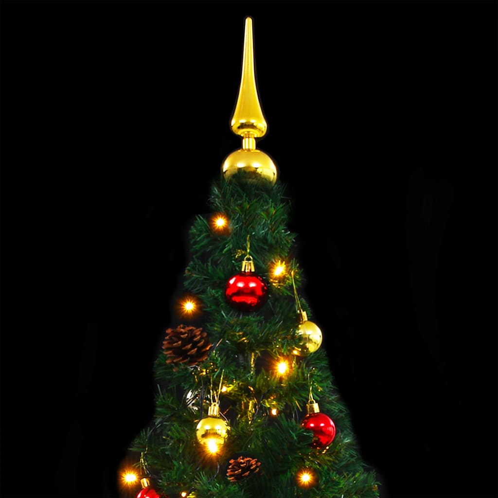 vidaXL Dirbtinė apšviesta Kalėdų eglutė su žaisliukais, žalia, 180cm