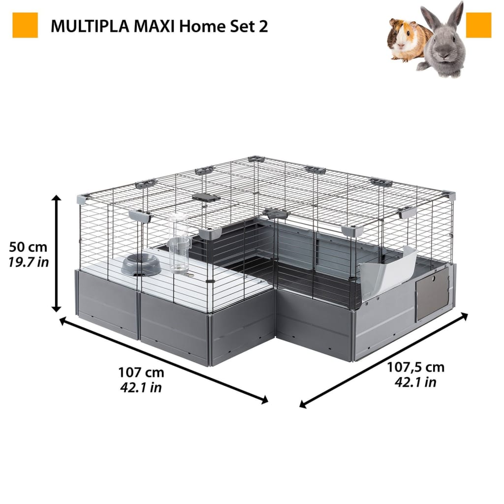Ferplast Triušių narvas Multipla Maxi, juodos spalvos, 142,5x72x50cm