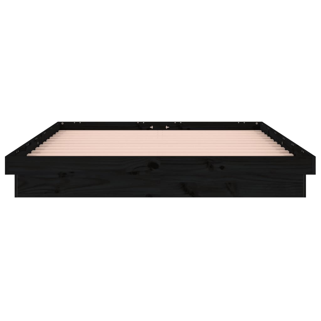 vidaXL Lovos rėmas su LED, juodas, 120x190cm, mediena, dvivietis