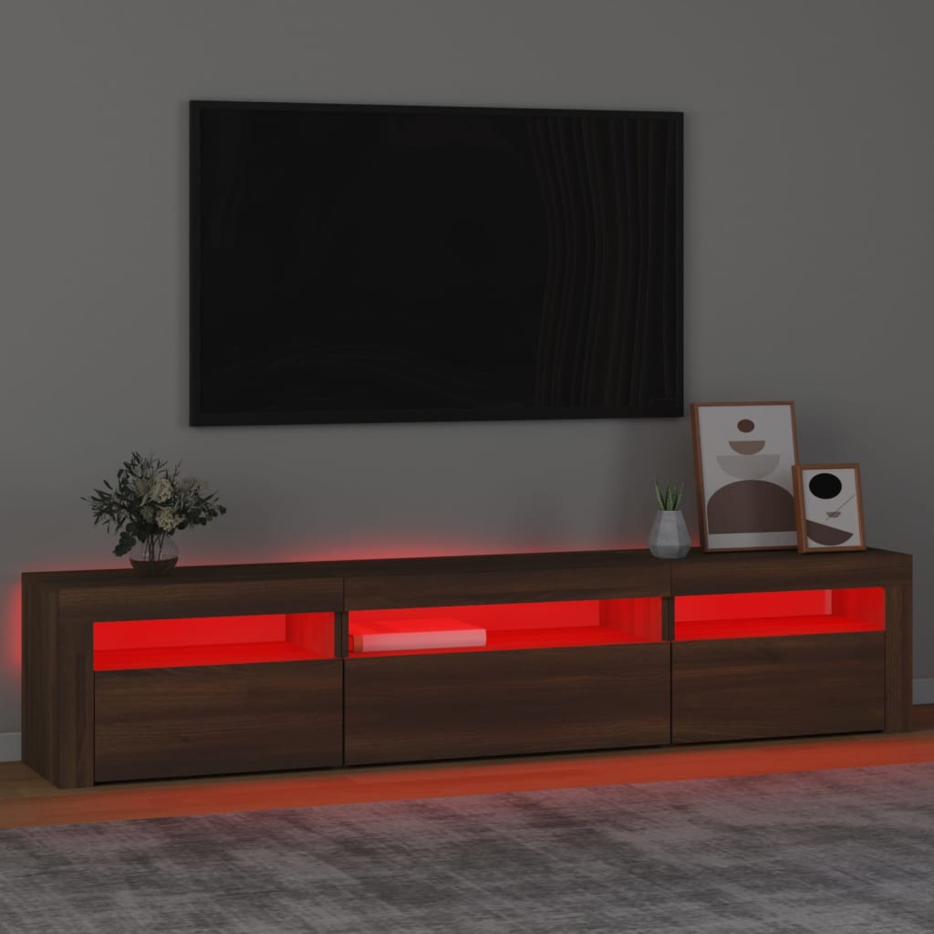 vidaXL Televizoriaus spintelė su LED, ruda ąžuolo, 195x35x40cm