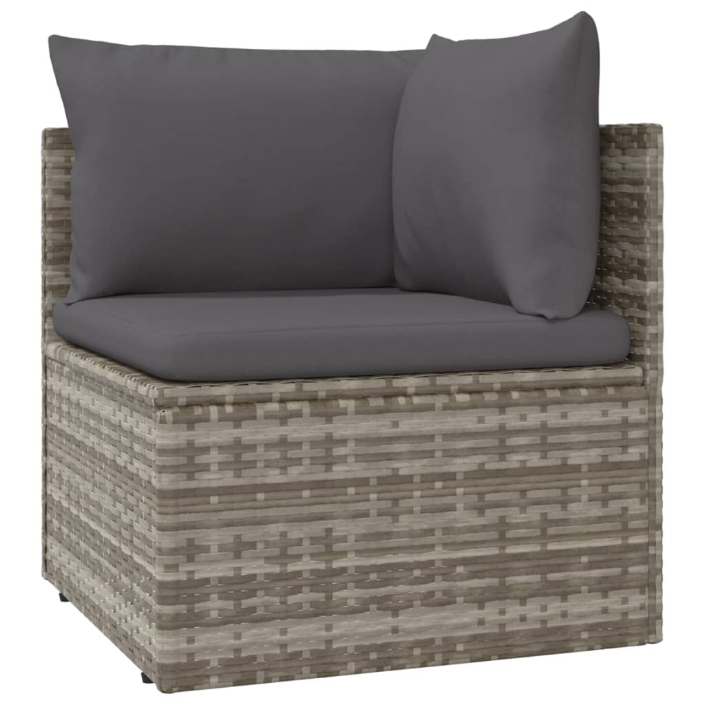 vidaXL Kampinė sodo sofos dalis su pagalvėmis, 57x57x56cm, poliratanas