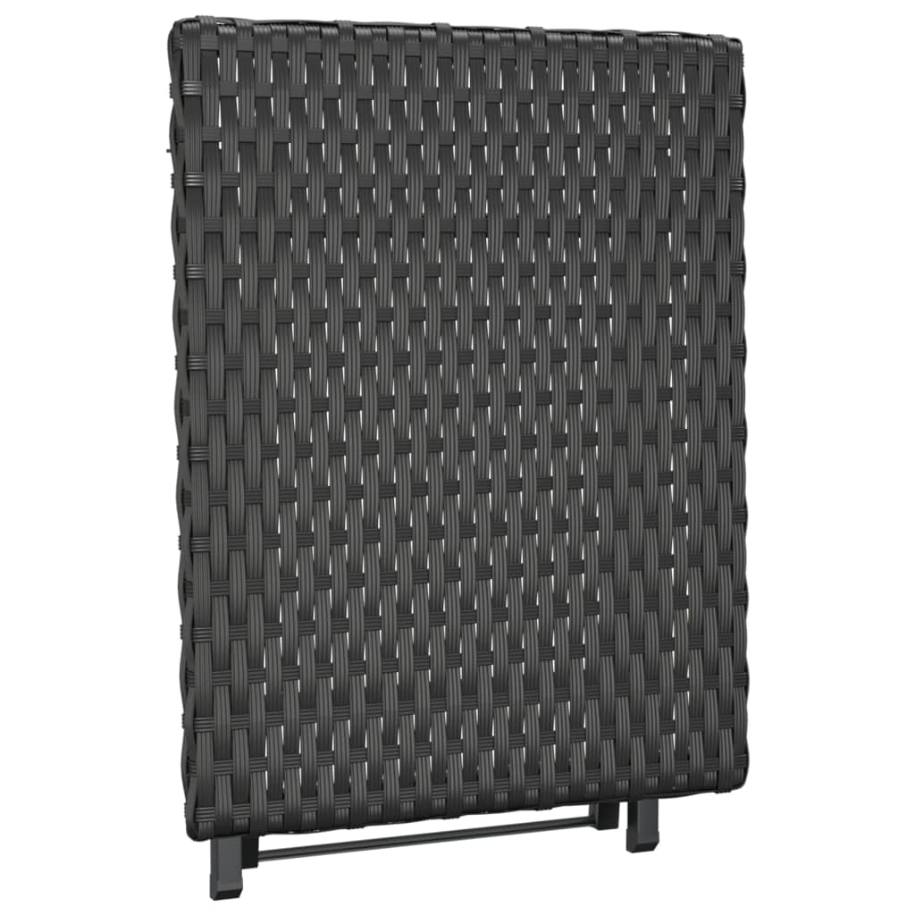 vidaXL Sulankstomas stalas, juodos spalvos, 45x35x32cm, poliratanas