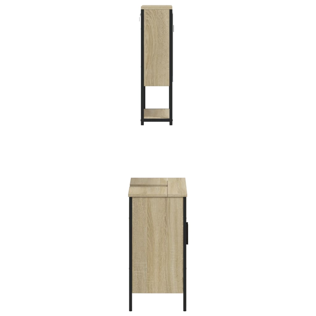vidaXL Vonios baldų komplektas, 2 dalių, ąžuolo, apdirbta mediena
