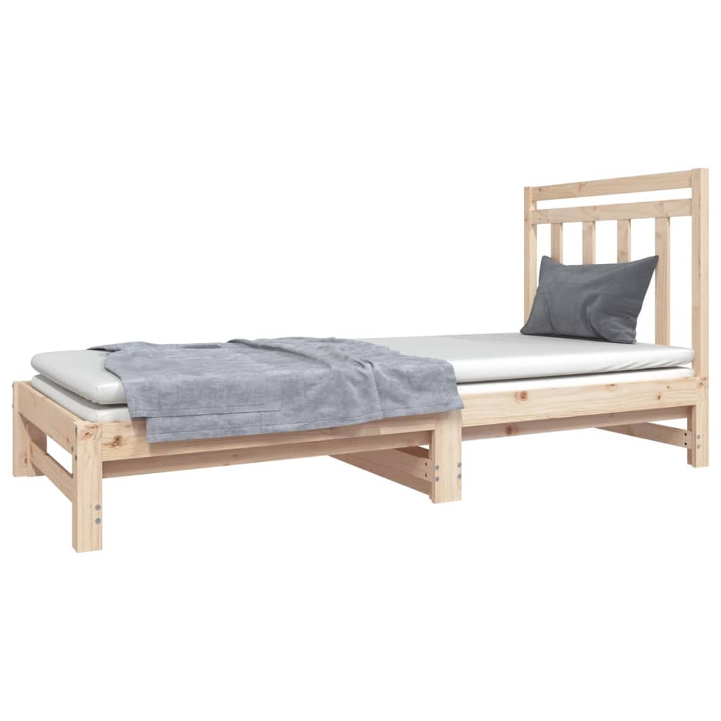 vidaXL Ištraukiama lova, 2x(90x190)cm, pušies medienos masyvas