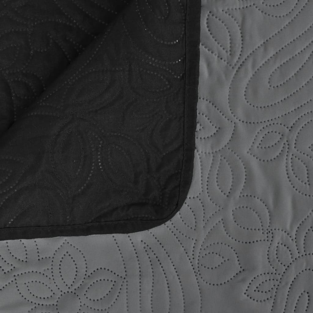 vidaXL Dvipusė dygsniuota antklodė, 230x260cm, pilka ir juoda
