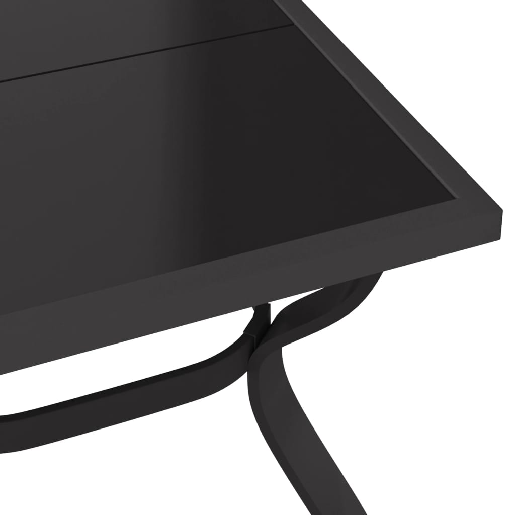 vidaXL Sodo stalas, pilkas ir juodas, 140x70x70cm, plienas ir stiklas