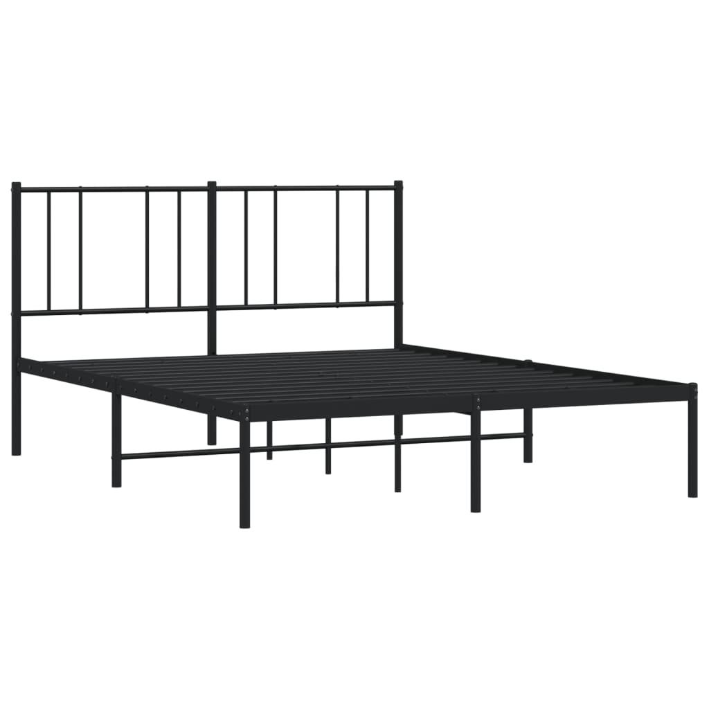 vidaXL Metalinis lovos rėmas su galvūgaliu, juodos spalvos, 140x200cm