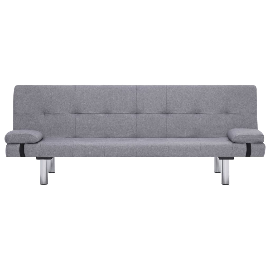 vidaXL Sofa-lova su dviem pagalvėm, švies. pilkos sp., poliesteris