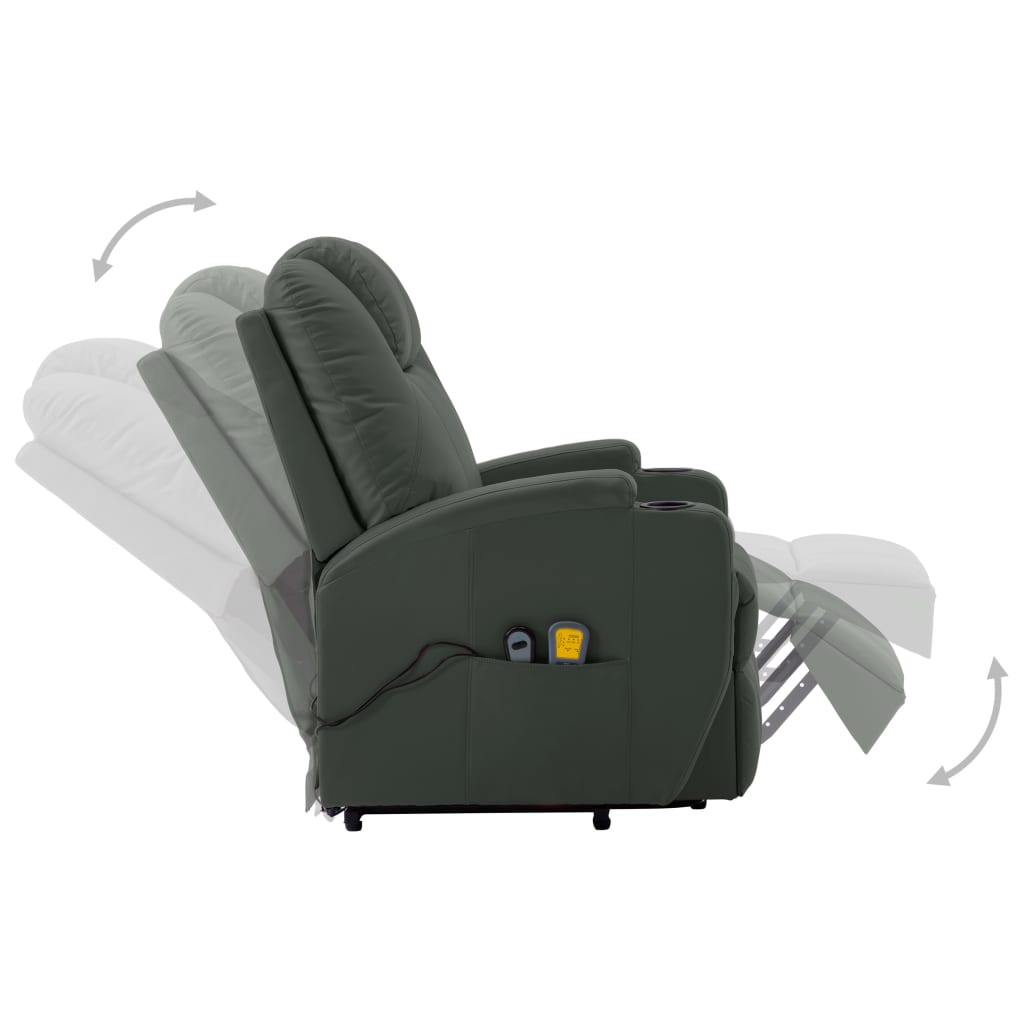 vidaXL Atsistojantis masažinis krėslas, antracito, dirbtinė oda