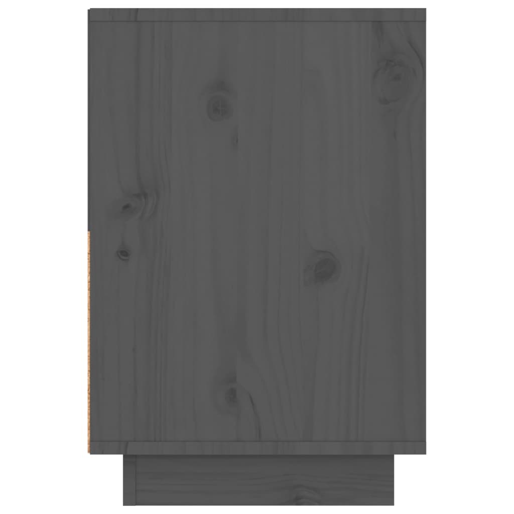vidaXL Naktinė spintelė, pilka, 60x34x51cm, pušies medienos masyvas