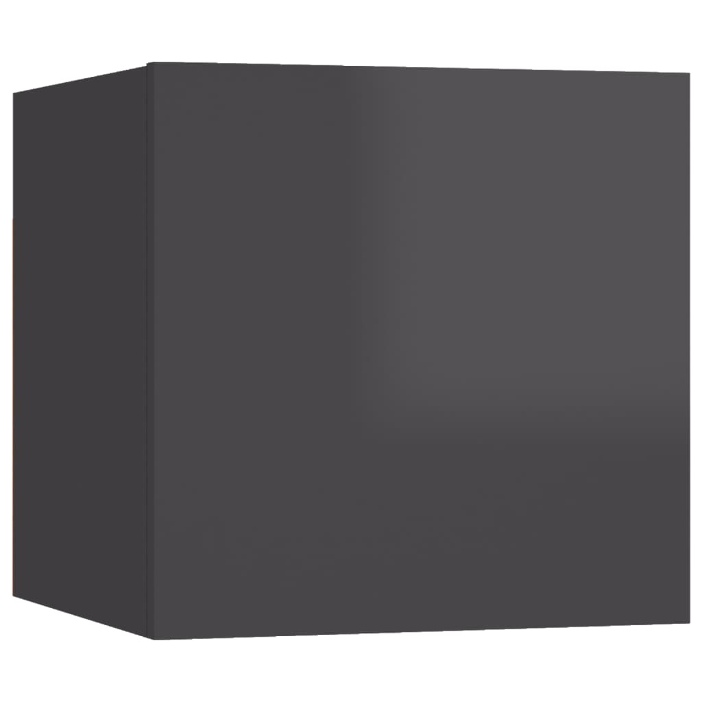 vidaXL Sieninė televizoriaus spintelė, pilka, 30,5x30x30cm, blizgi