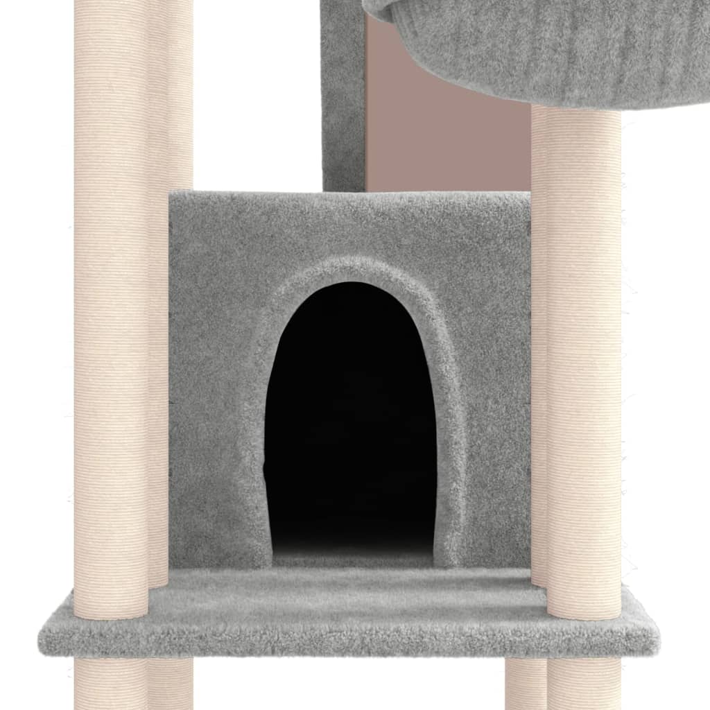 vidaXL Draskyklė katėms su stovais iš sizalio, šviesiai pilka, 201cm