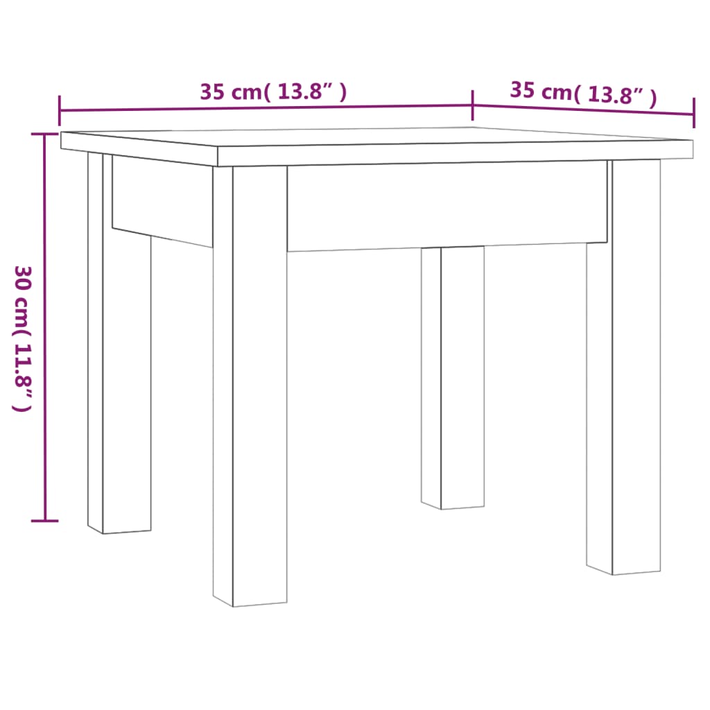 vidaXL Kavos staliukas, pilkas, 35x35x30cm, pušies medienos masyvas