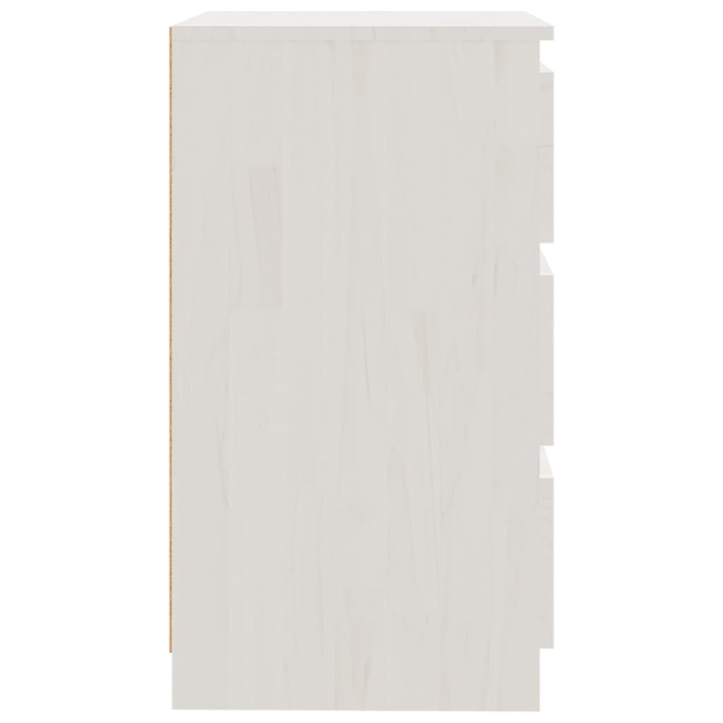 vidaXL Naktinė spintelė, balta, 60x36x64cm, pušies medienos masyvas