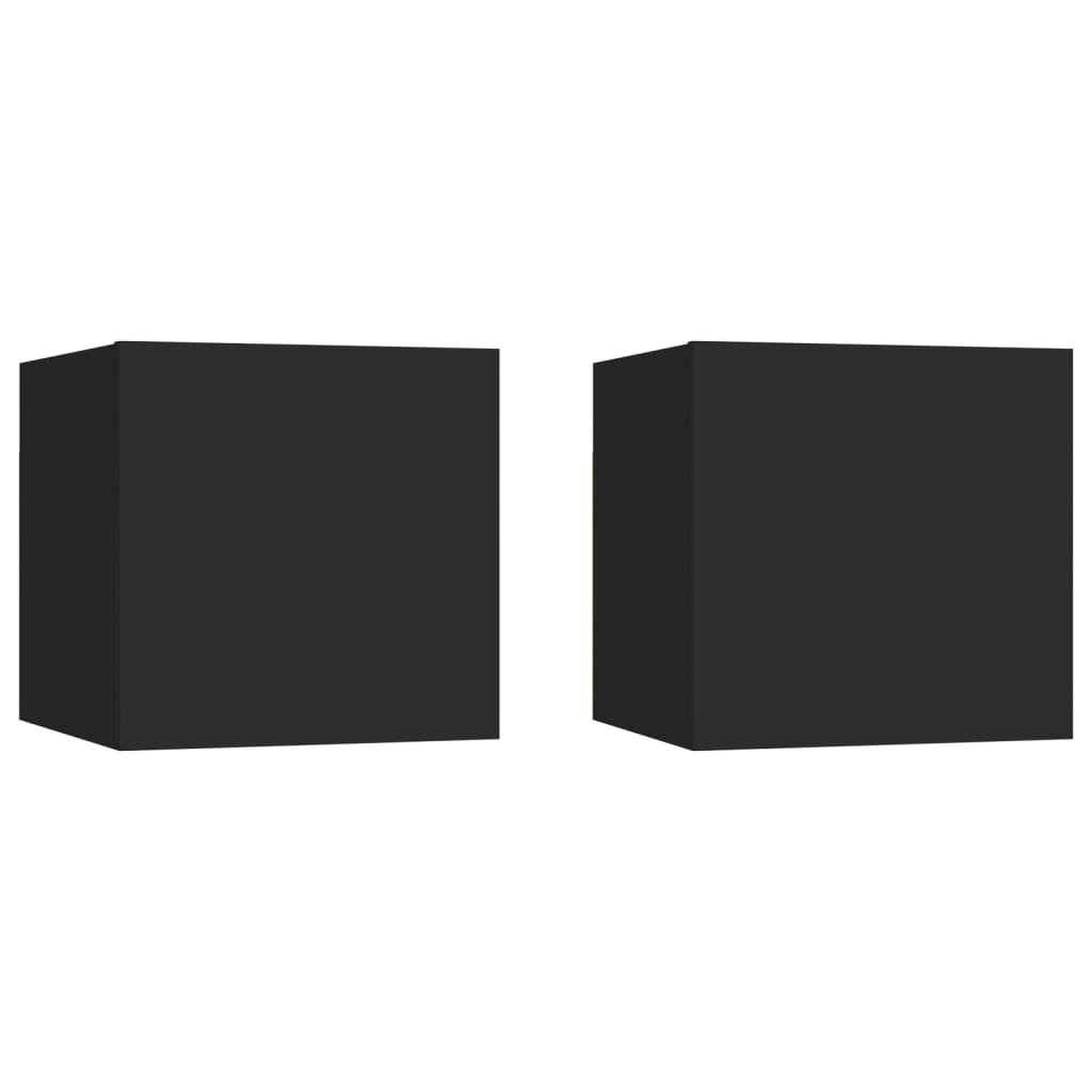 vidaXL Sieninės televizoriaus spintelės, 2vnt., juodos, 30,5x30x30cm