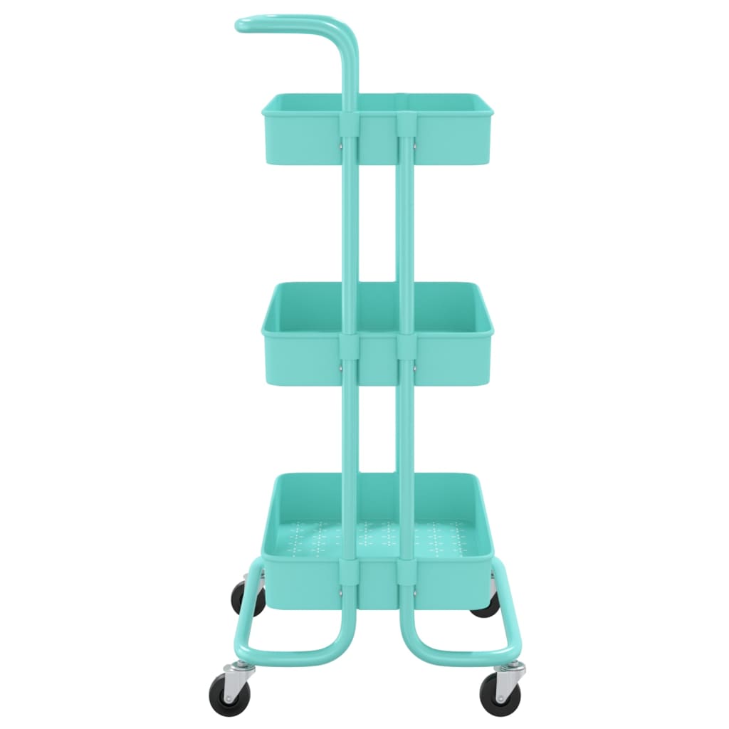vidaXL Virtuvės vežimėlis, 3 aukštų, turkio, 42x35x85cm, geležis/ABS