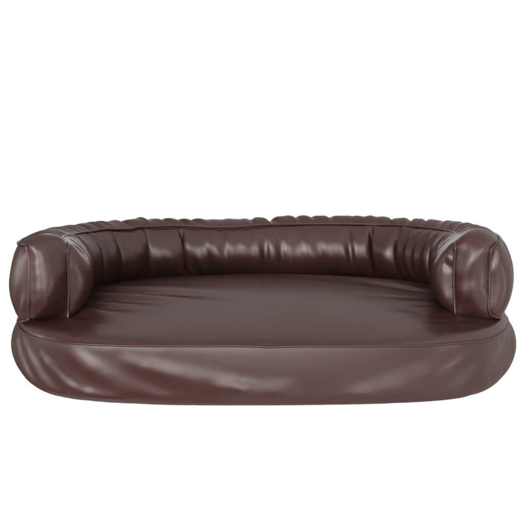 vidaXL Ergonomiška lova šunims, rudos spalvos, 88x65cm, dirbtinė oda
