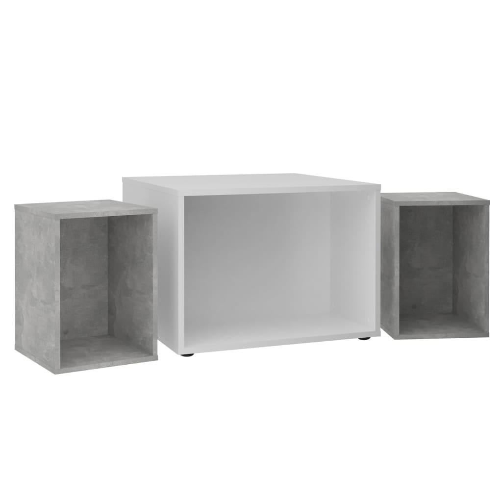FMD Kavos staliukas su 2 šoniniais staliukais, betono, 67,5x67,5x50cm