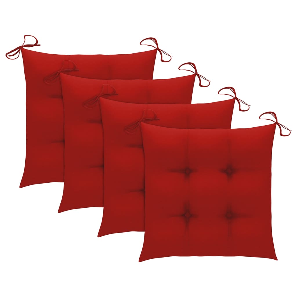 vidaXL Kėdės pagalvėlės, 4vnt., 40x40x8cm, raudona