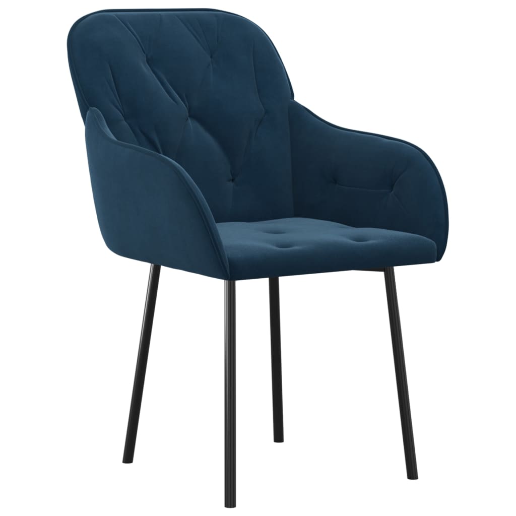 vidaXL Valgomojo kėdės, 2vnt., mėlynos spalvos, aksomas