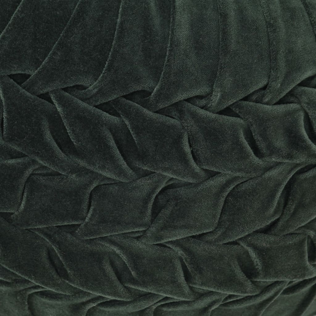 vidaXL Pufas, žalios sp., 40x30cm, medvilnės aksomas, su klostėmis