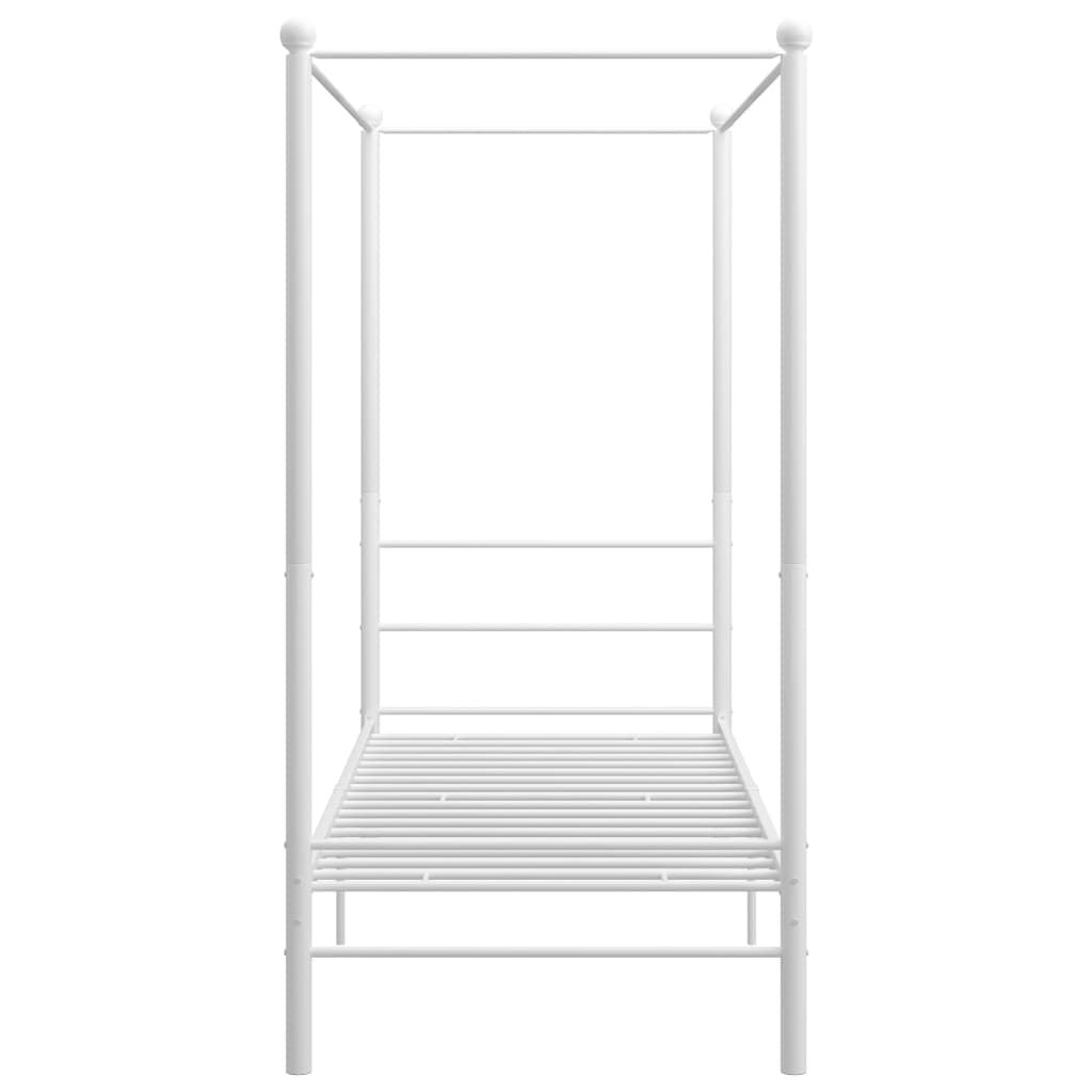 vidaXL Lovos rėmas su baldakimu, baltos spalvos, 100x200cm, metalas