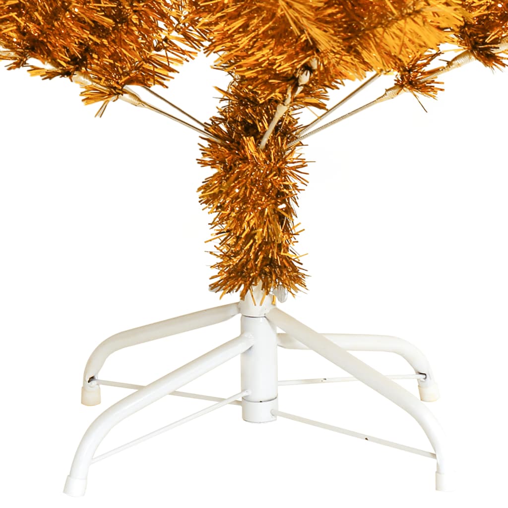 vidaXL Dirbtinė Kalėdų eglutė su stovu, auksinės spalvos, 150cm, PET
