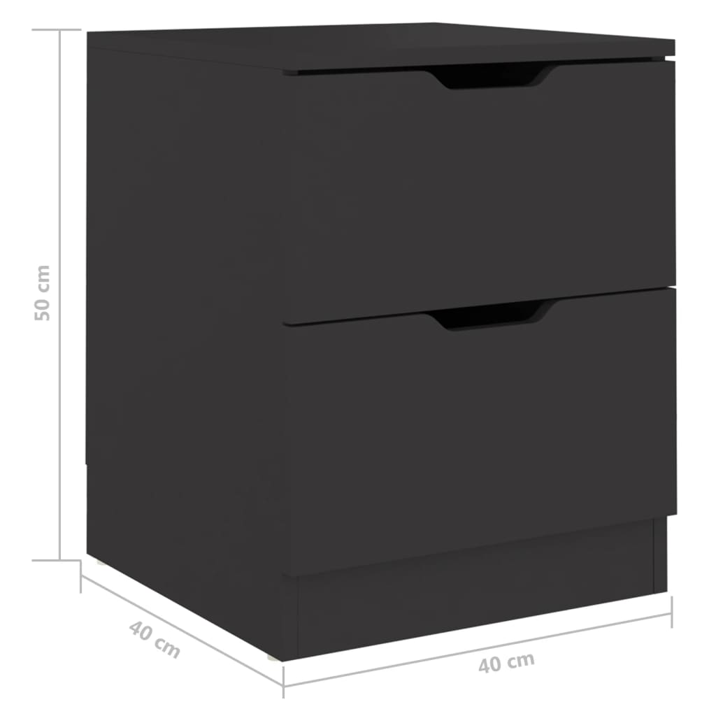 vidaXL Naktinė spintelė, juodos spalvos, 40x40x50cm, apdirbta mediena