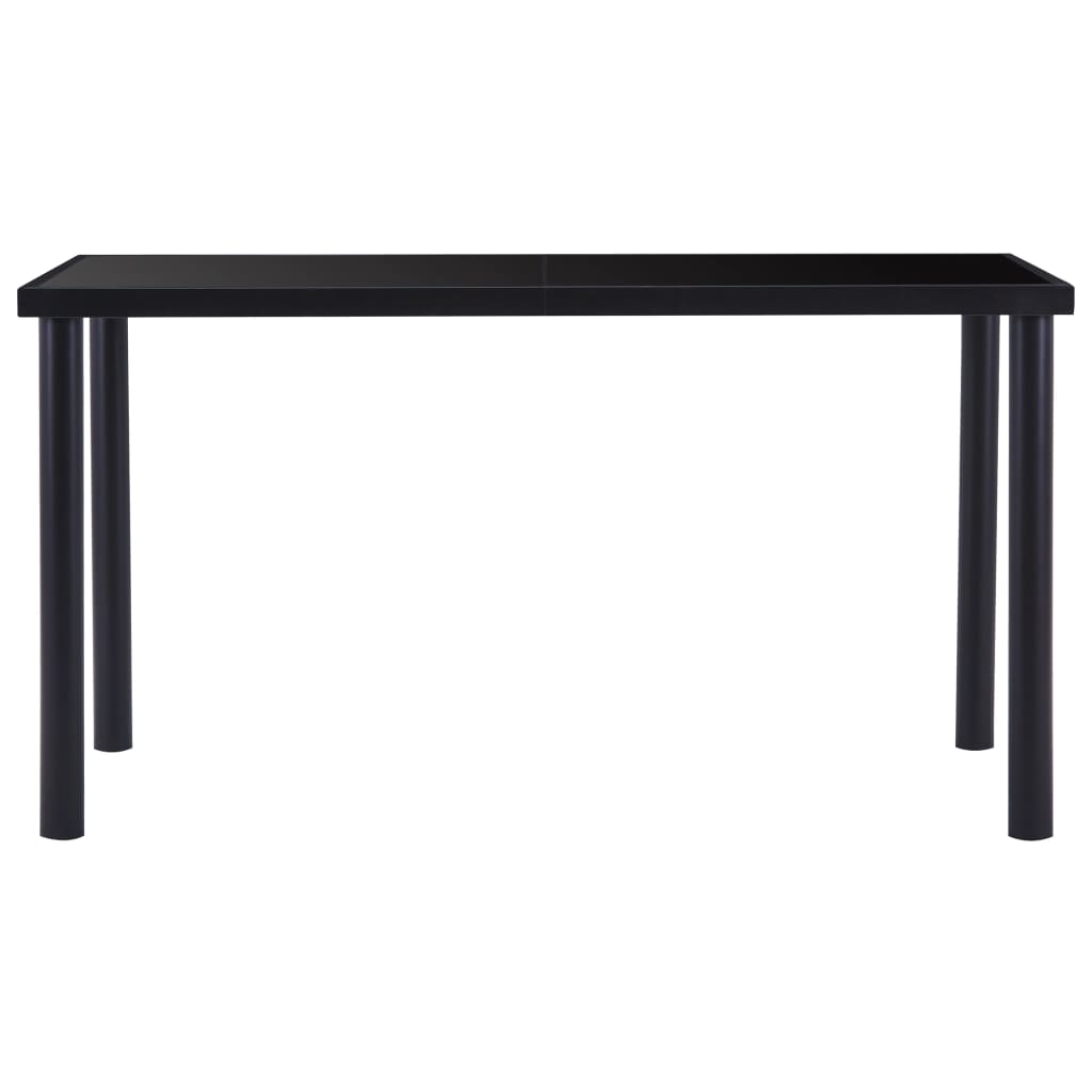 vidaXL Valgomojo stalas, juodas, 140x70x75cm, grūdintas stiklas
