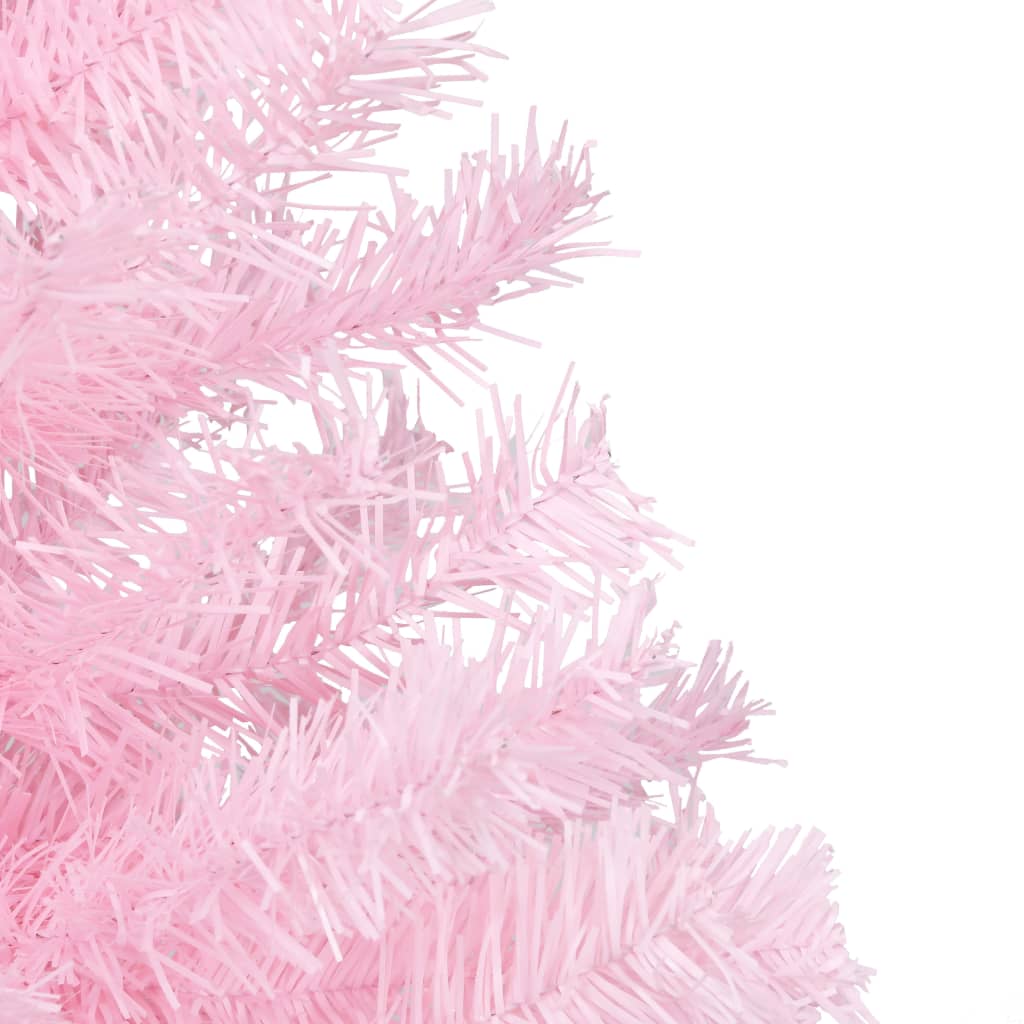 vidaXL Dirbtinė apšviesta Kalėdų eglutė su stovu, rožinė, 180cm, PVC