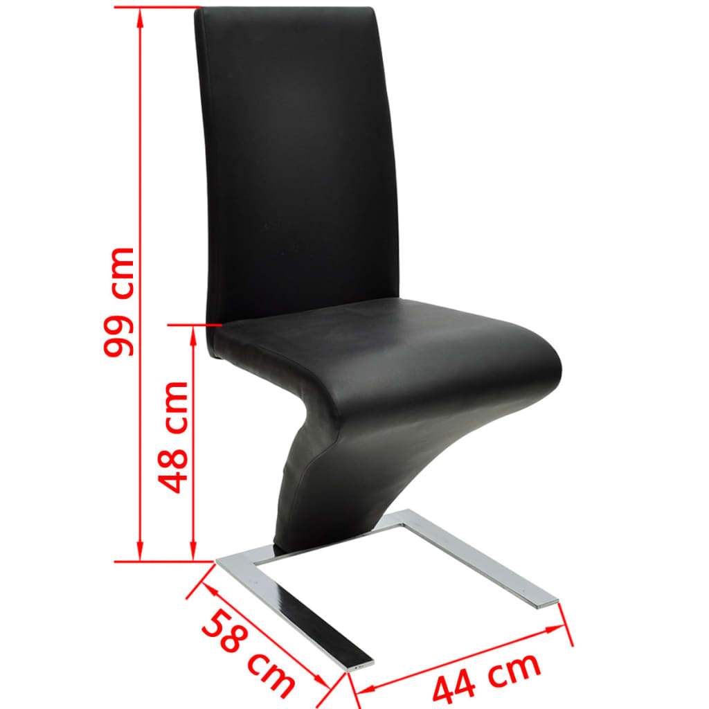 vidaXL Valgomojo kėdės, 2 vnt., juodos spalvos, dirbtinė oda
