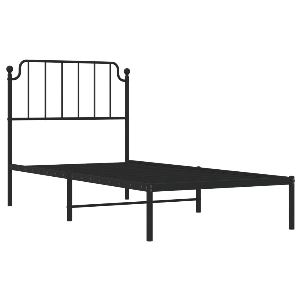 vidaXL Metalinis lovos rėmas su galvūgaliu, juodos spalvos, 90x190cm