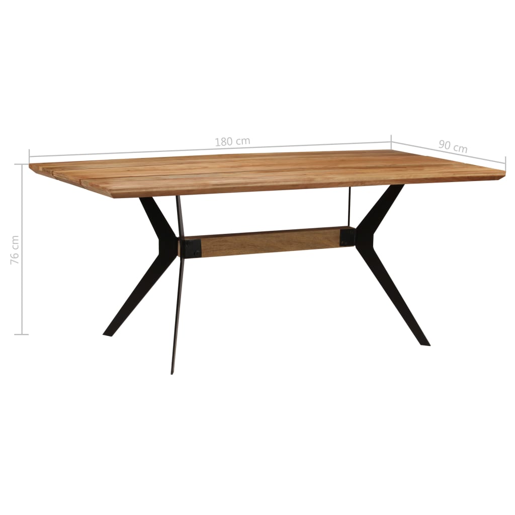 vidaXL Valgomojo stalas, 180x90x76cm, akacijos med. masyvas ir plienas