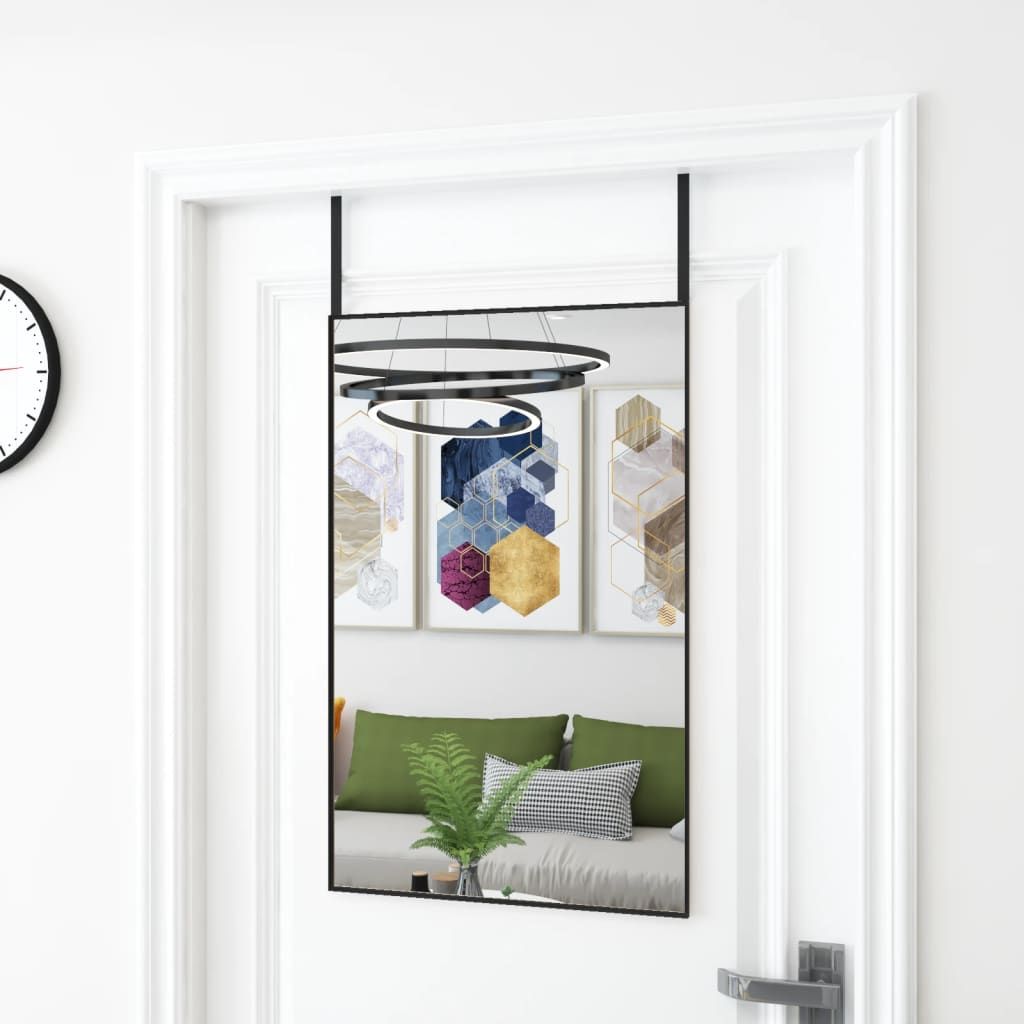 vidaXL Veidrodis ant durų, juodas, 50x80cm, stiklas ir aliuminis