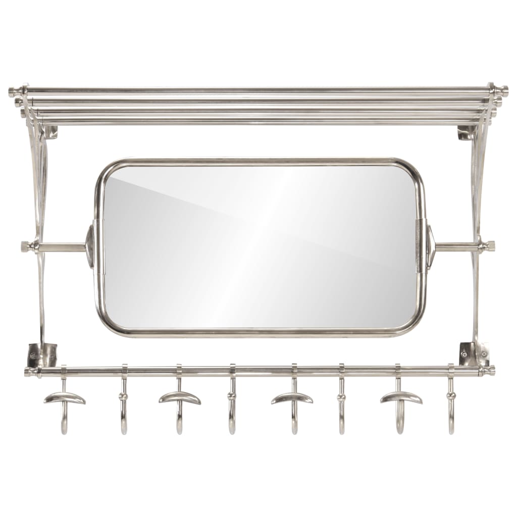 vidaXL Lagaminų stovas su kabliukais paltams ir veidrodžiu, aliuminis