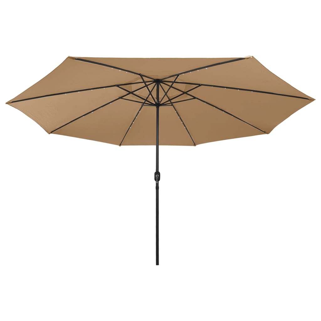 vidaXL Lauko skėtis su LED ir metaliniu stulpu, taupe spalvos, 400cm