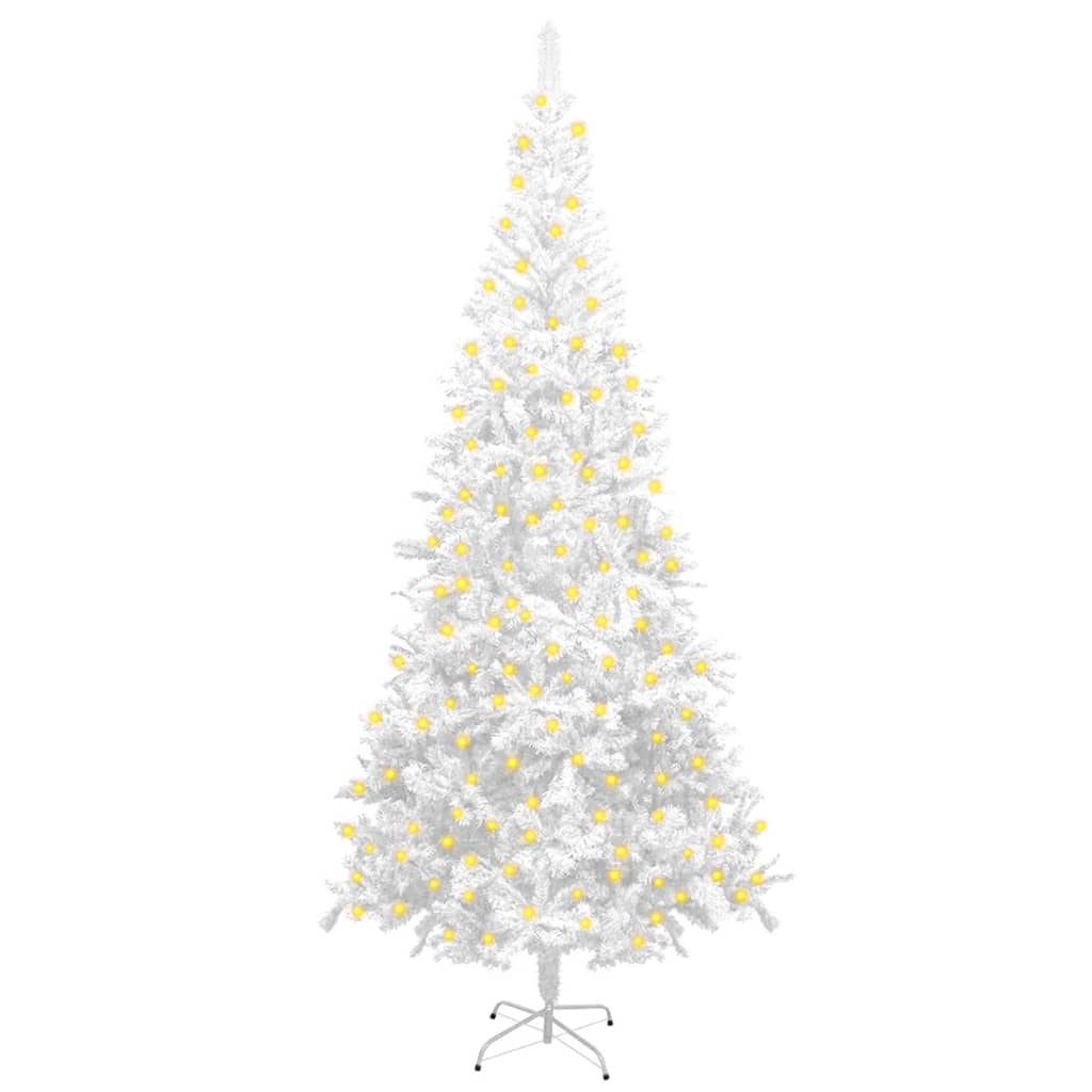 vidaXL Dirbtinė apšviesta Kalėdų eglutė, baltos spalvos, 240cm, L