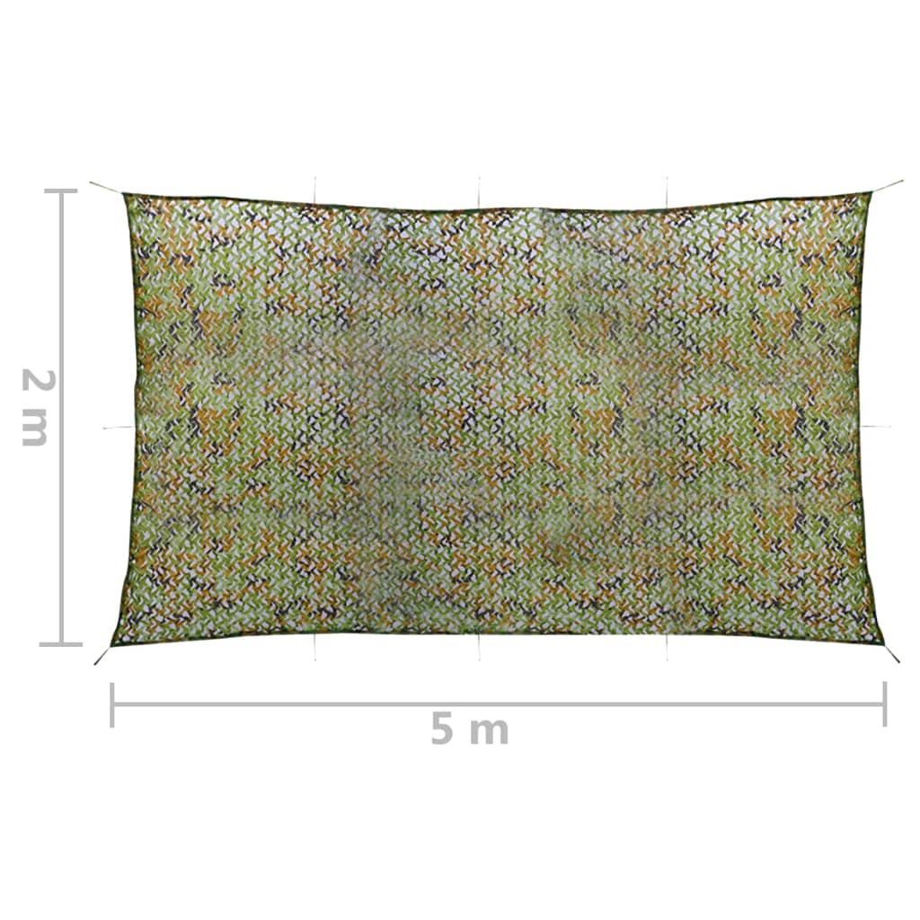 vidaXL Kamufliažinis tinklas su laikymo krepšiu, žalios spalvos, 2x5m