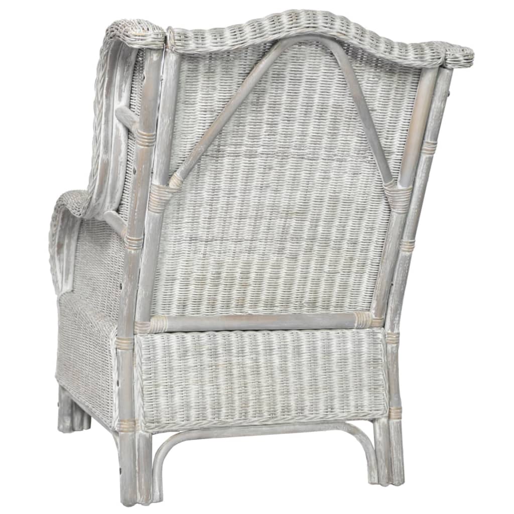 vidaXL Krėslas su pagalvėle, pilkas, natūralus ratanas ir linas