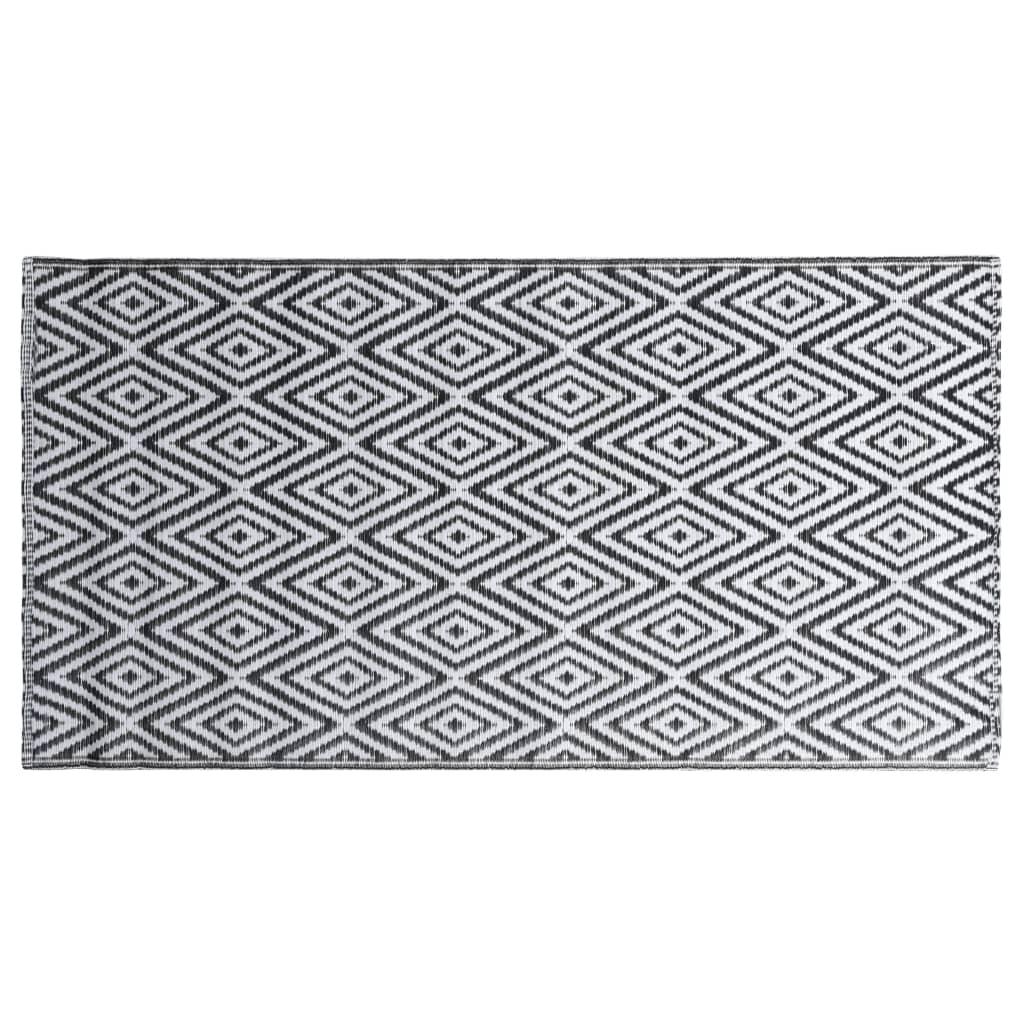 vidaXL Lauko kilimas, baltos ir juodos spalvos, 120x180cm, PP