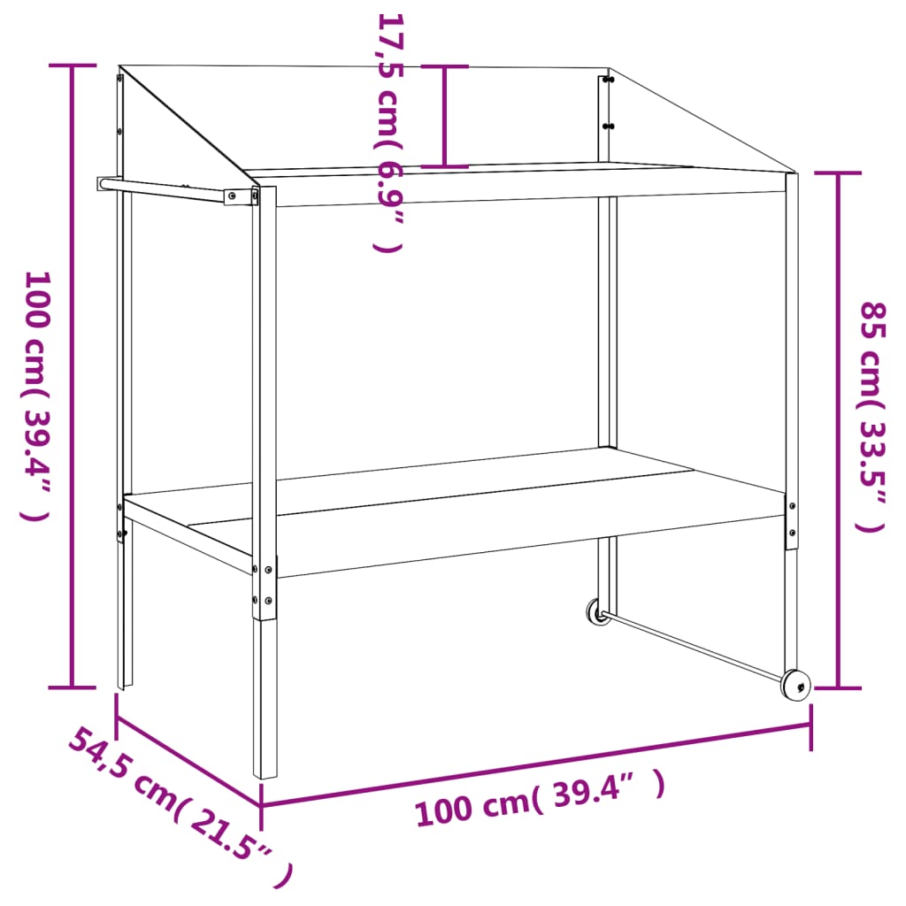 vidaXL Augalų stovas, antracito, 100x54,5x100cm, plienas