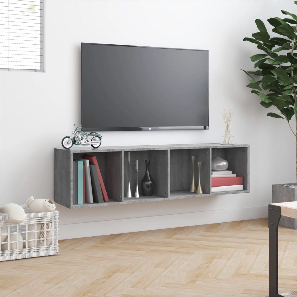 vidaXL Knygų/televizoriaus spintelė, pilka, 143x30x36cm, mediena