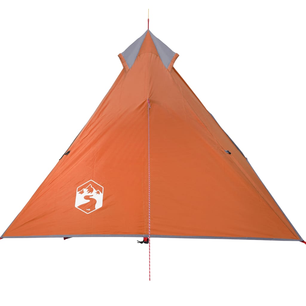 vidaXL Stovyklavimo palapinė, pilka/oranžinė, vienvietė, tipi dizaino